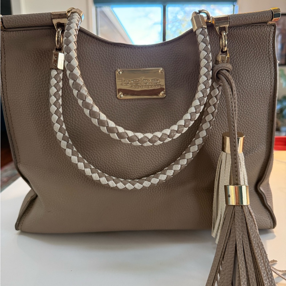 Taupe Bebe Women's Natalie Shopper with Tassel